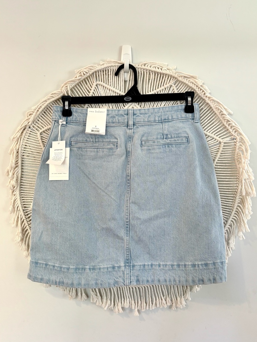 NWT Free Assembly Denim Button Front Mini Skirt Light Wash Gold Womens Size 2 - Picture 9 of 11